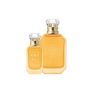 Marrakesh in a Bottle Orange Blossom Duo bottles showing key notes bergamot, orange blossom, pink pepper, Turkish rose, neroli and cedarwood