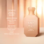 Freedom Musk Santal | 34 bottle on pink beside an ingredient text panel