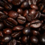 Close-up of glossy roasted coffee beans