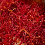 Close-up of red saffron threads