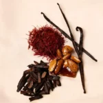 Oudgasm Vanilla Oud | 36 Hair Mist ingredients — saffron, vanilla pods, almonds and oud wood